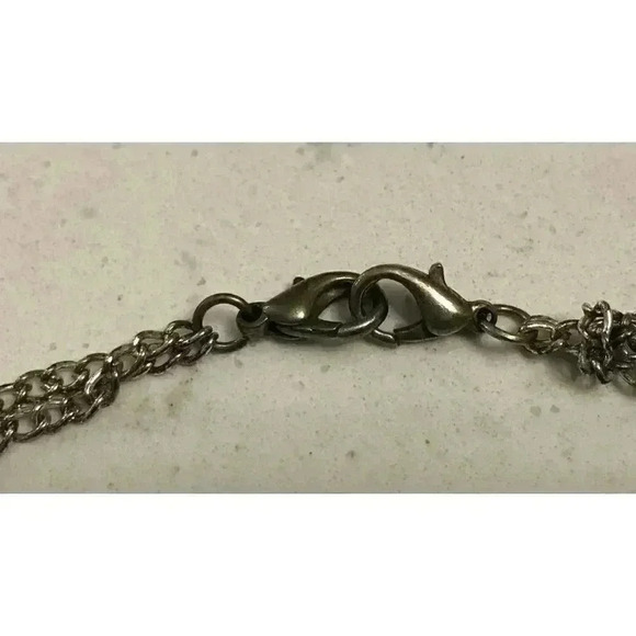 Vintage Silver Tone Black Beaded Multi Strand Necklace Retro Statement Piece - Picture 8 of 9